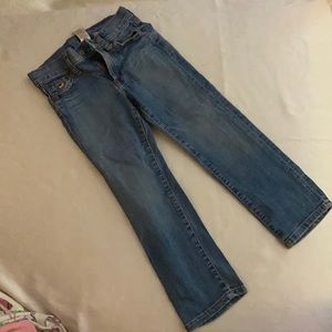 Girls jean shorts with butterfly accents